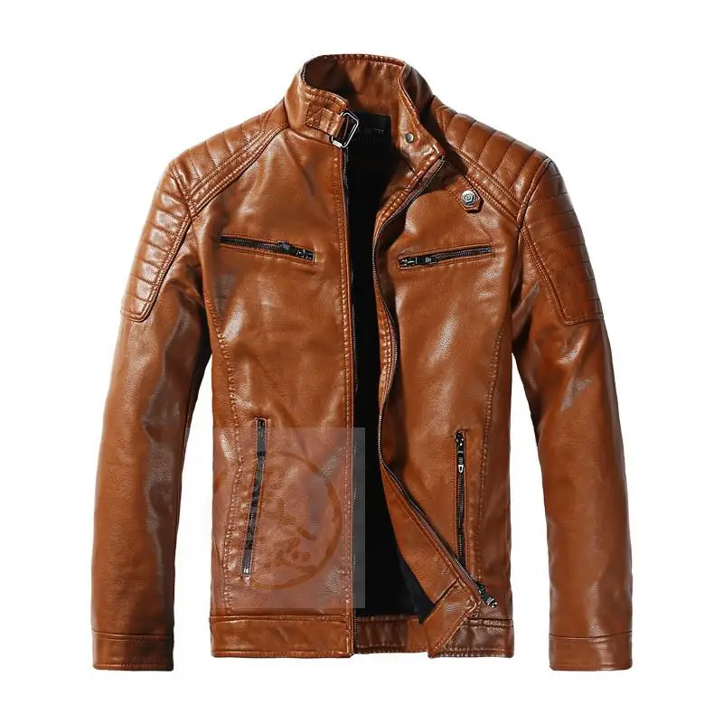 

Men's PU Leather Plu Coat Jaet Large Mot Long irt Collar Fake Leather Biker Jaet Spring Season Faion Men's...