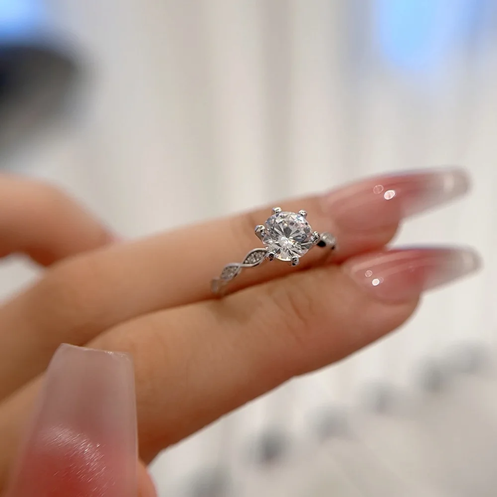 Trumium1CT Moissanite Sterling Silver 925 Ring Classic Luxury Engagement Jewelry  Wedding Rings for Women Accessories Gift