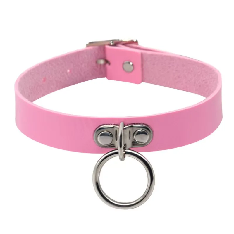 طوق دائري أسود من جلد البولي يوريثان على طراز فاسق، ياقة صغيرة، سلسلة الترقوة، هدية عيد الميلاد #5