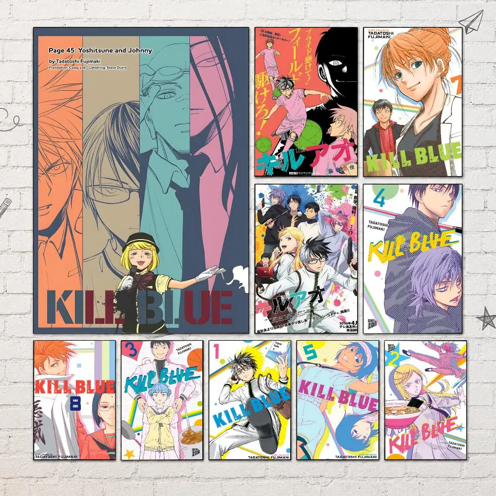 Manga K-Kill Blue Poster PP Self-Adhesive Waterproof Wall Decor for Bedroom,Living Room,Dorm,Bar Aesthetic Decor Gift