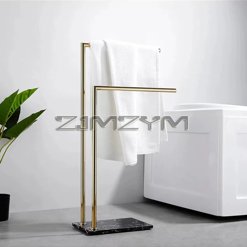 Floor Standing Towel Rack Marble Stone Base Luxury Hotel Towel Holder Towel Bar Freestanding Storage Shelf