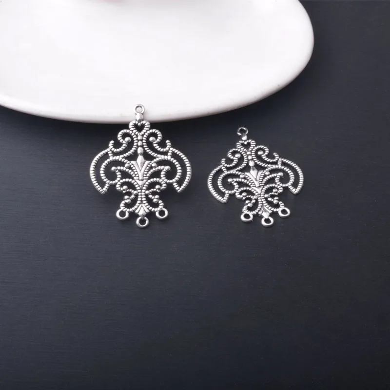 12 Stück/Set Ethnische Legierung mit vielen 5 Löchern, runde Ohrring-Verbinder, Schmuckzubehör, Boho-Quasten-Statement-Anhänger, DIY-Ohrringe für Frauen – Detail 6