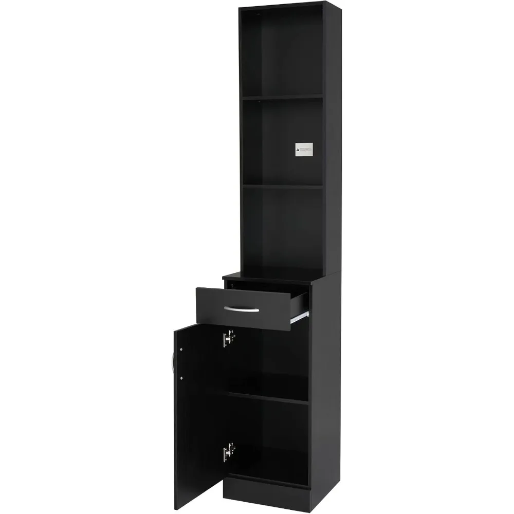 

Salon Hair Styling Station, Barber Storage Cabinet, Salon Equipement with 5 Compartments, 1 Drawer, 1 Door