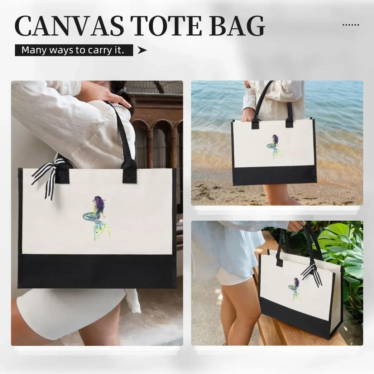 Borsa per la spesa regalo in tela borsa di grande capacità in tela di sirena regali di qualità personalizzabili