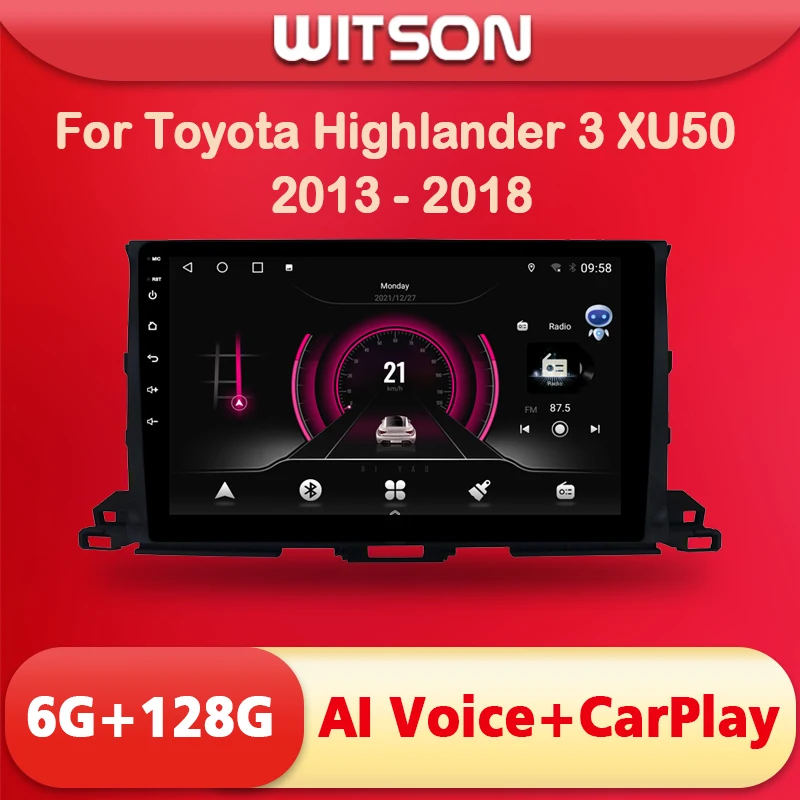 

WITSON 9 inch Android 11 AI VOICE 1 Din in Dash Car radio For TOYOYA HIGHLANDER 2015 Car auto stereo navigation GPS Player