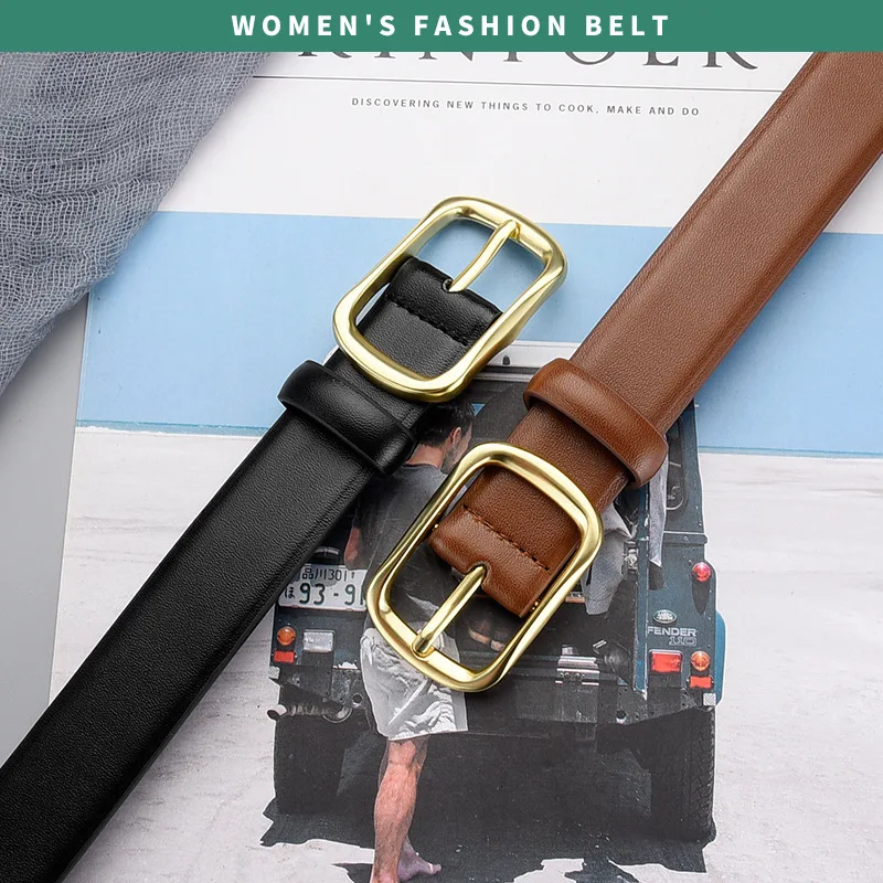 

Fashion Women's Genuine Leather Belt Retro Versatile Jeans Pants Simple and Practical Belt Wide Decorative Black Belt