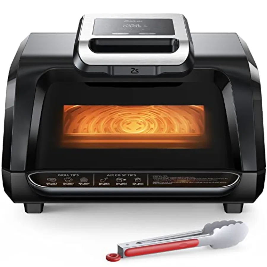

Compact Smokeless Indoor Grill 4Qt Air Fryer with Viewing Window 7 Cooking Functions Smart Temp Control Dishwasher Safe Non-Sti