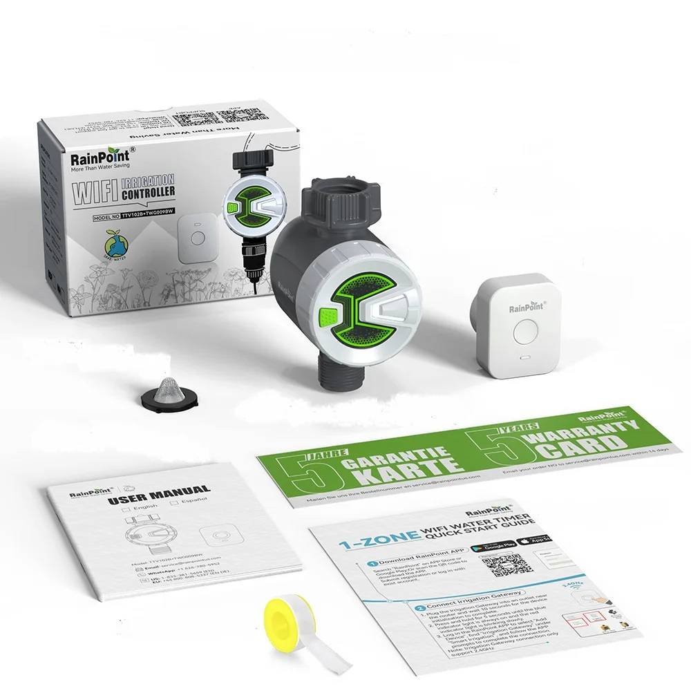 wifiアプリ-bluetooth自動灌漑スプリンクラー-水タイマー-芝生-庭-ガーデンホース散水システム-プランコントローラー-雨天時遅延機能付き