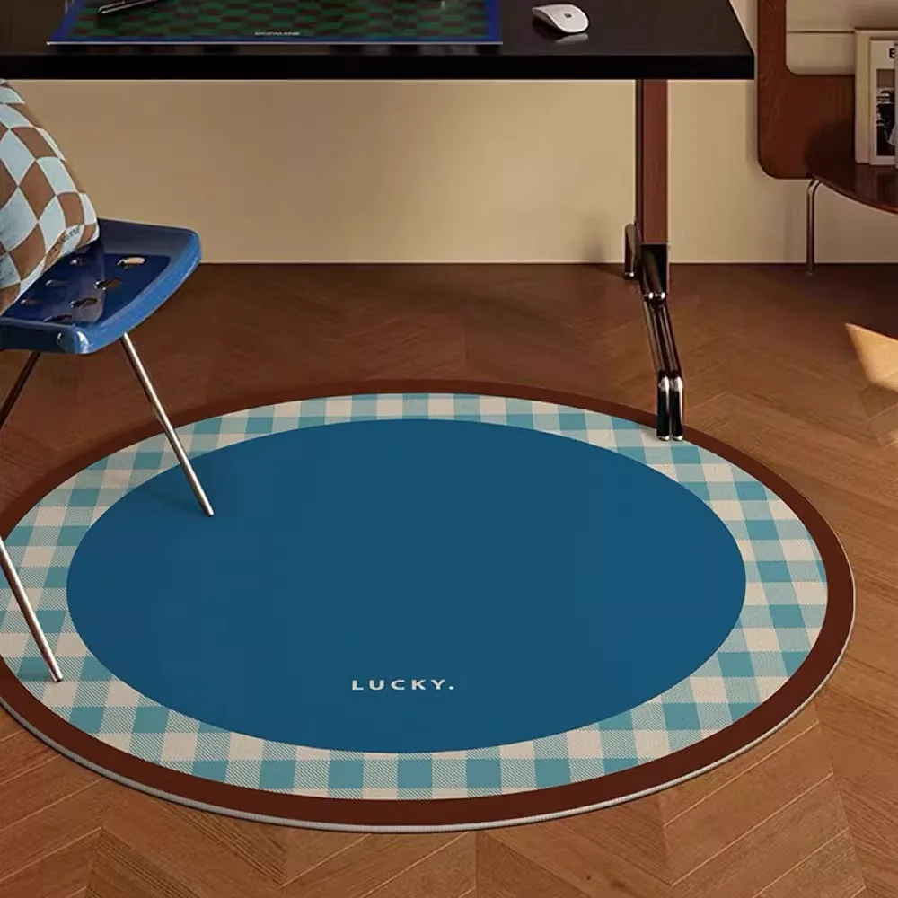 

Round Large Rug for Living Room Soft Short Plush Bedroom Carpet Plaid Light Luxury Floor Mats Home Decoration Alfombra Redonda