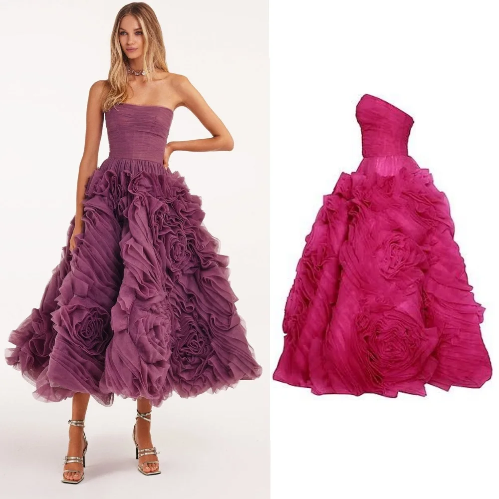 Maßgeschneidertes Ballkleid, trägerlos, 3D-Blume, mit Schnürung, Abendkleider für formelle Anlässe, Ball فسات Vara Alla Alla Diego Diego Diego Vajdo Robe De S