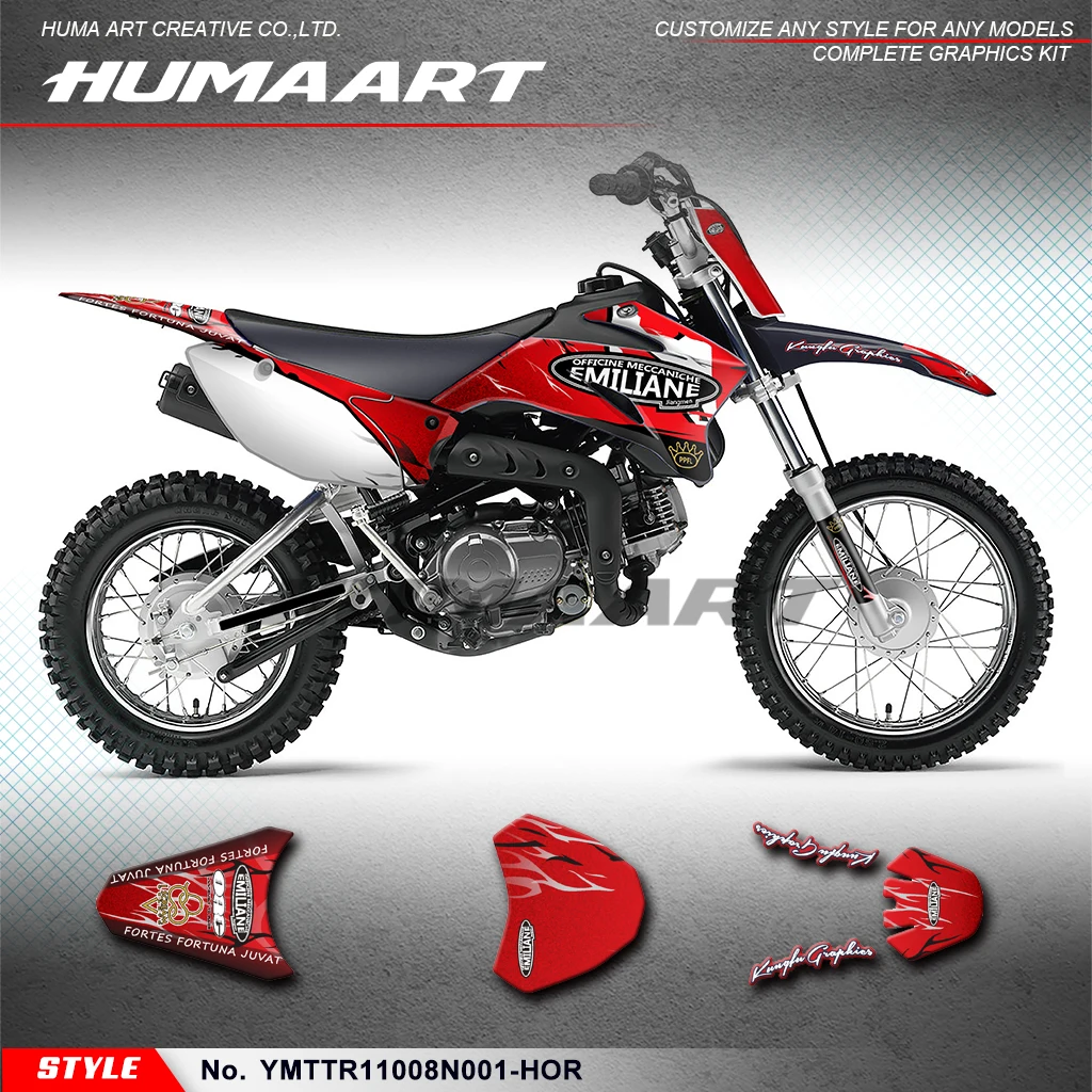 

HUMAART Dirtbike Graphics Motorcycle Stickers for YAMAHA TTR110 TTR 110 2008-2020 21 22 23 24 25,Rebuild, YMTTR11008N001-HOR