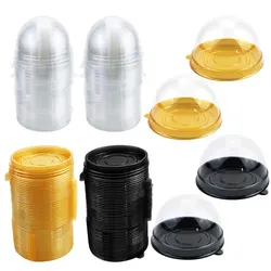 50pcs Transparent Cake Box Container Transparent Cupcake Dome Pastry Baking Packaging Boxes Wedding Party Supplies Gifts Decor