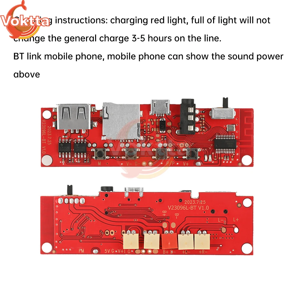 DC 3.7V Scheda amplificatore audio Bluetooth Doppio amplificatore Scheda di decodifica Circuito fai da te Lettore MP3 Altoparlante Ricevitore AUX da 3,5 mm