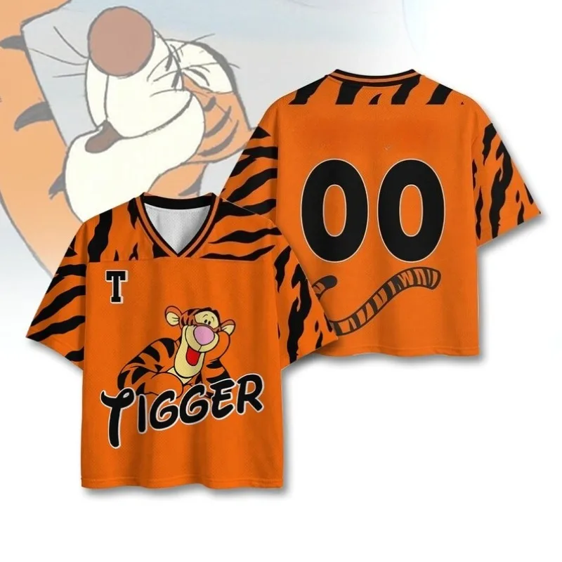 New Winnie The Pooh and Tigger Fashionable Print Casual Summer Children's T-shirt Outdoor Sports Adult Jersey