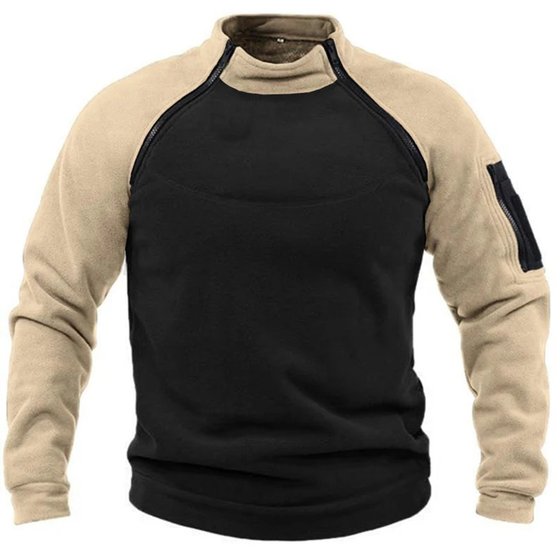 Męska bluza z kapturem na co dzień nowość bluzy stojący kołnierz wiatroszczelny sweter Streetwear jesienna odzież polarowa znosić ubrania męskie — zdjęcie 6