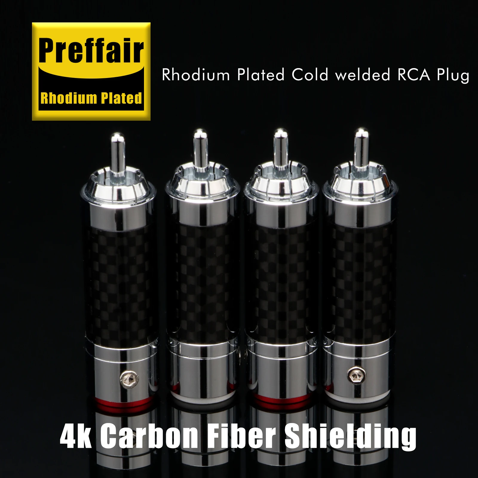 

CF-102R Carbon Fiber Rhodium Plated RCA Plug Head Solder-Free Self-Locking Terminal Signal Cable DIY Audio Adapter Connector