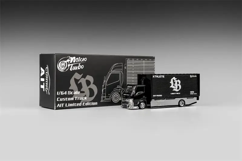 Micro Turbo 1:64 300 Series Custom Gull Wing Truck LB Black Limited999 Diecast Model Car