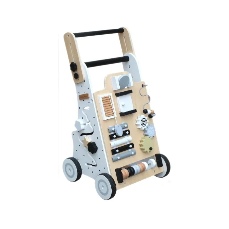 Peuterspeelgoed Houten kinderen Multifunctionele Walker Babypuzzel Druk bord Montessori Onderwijs Wiskundespeelgoed Zintuiglijke creatieve spellen
