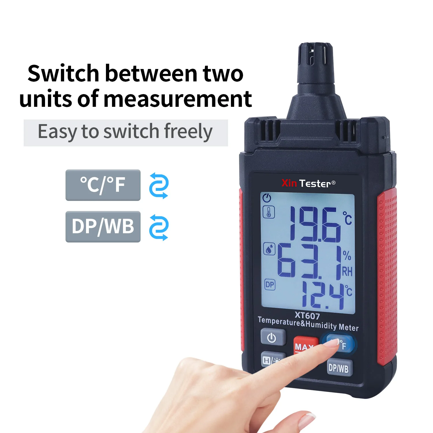 

Xin Tester XT607 Digital Thermometer and Hygrometer LCD Backlight Display Hygrometer High Precision Barometer