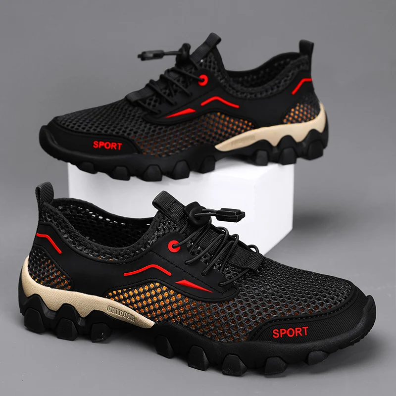 

Summer Fashion Mountaineering Breathable Lightweight Anti Slip Shoes Men's Mesh Sports Shoes Outdoor Travel Running Casual Shoes