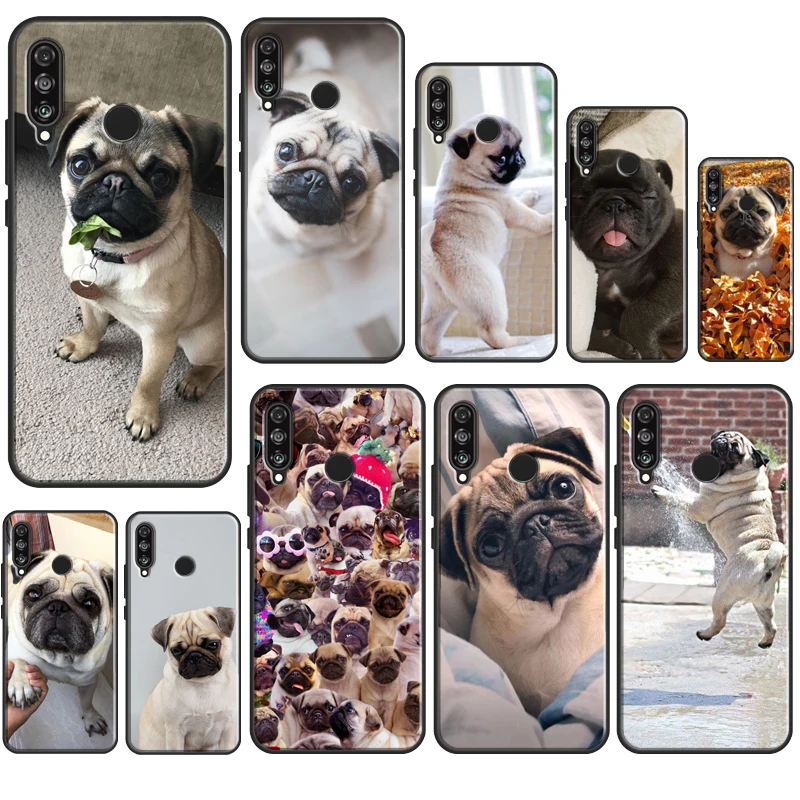 Cute Pug Dog Case For Huawei P50 Pro P20 P30 P40 Mate 20 Lite P Smart 2019 Nova 5T Honor 50 Lite 9X 8X