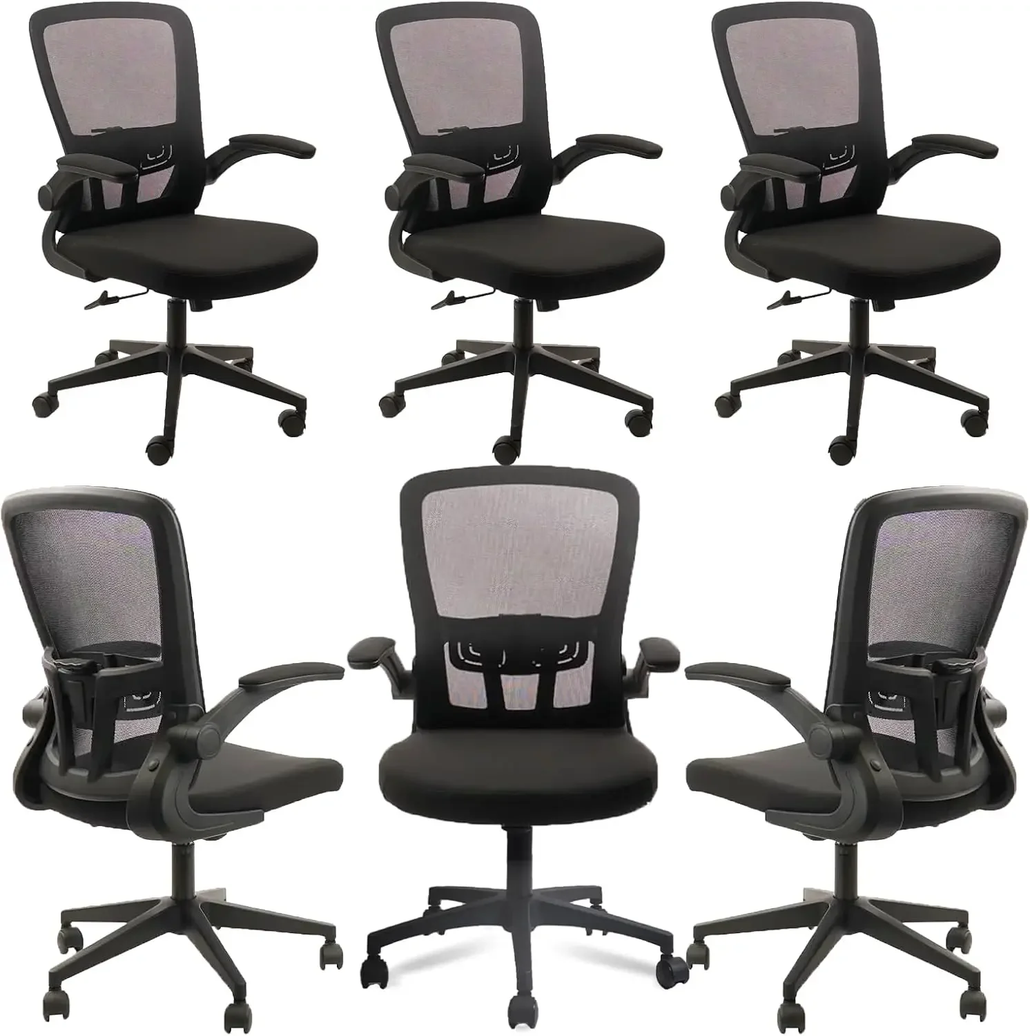 

Desk Chairs with Wheels, Ergonomic Mesh Office Chair Adjustable Height and Swivel Lumbar Support Home Office Chair, Set of 6