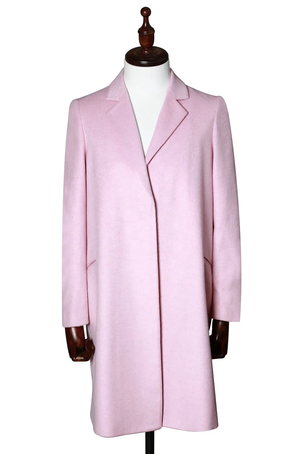 Women's overcoat long sleeve covered button minimalism fashion wool overcoat over size