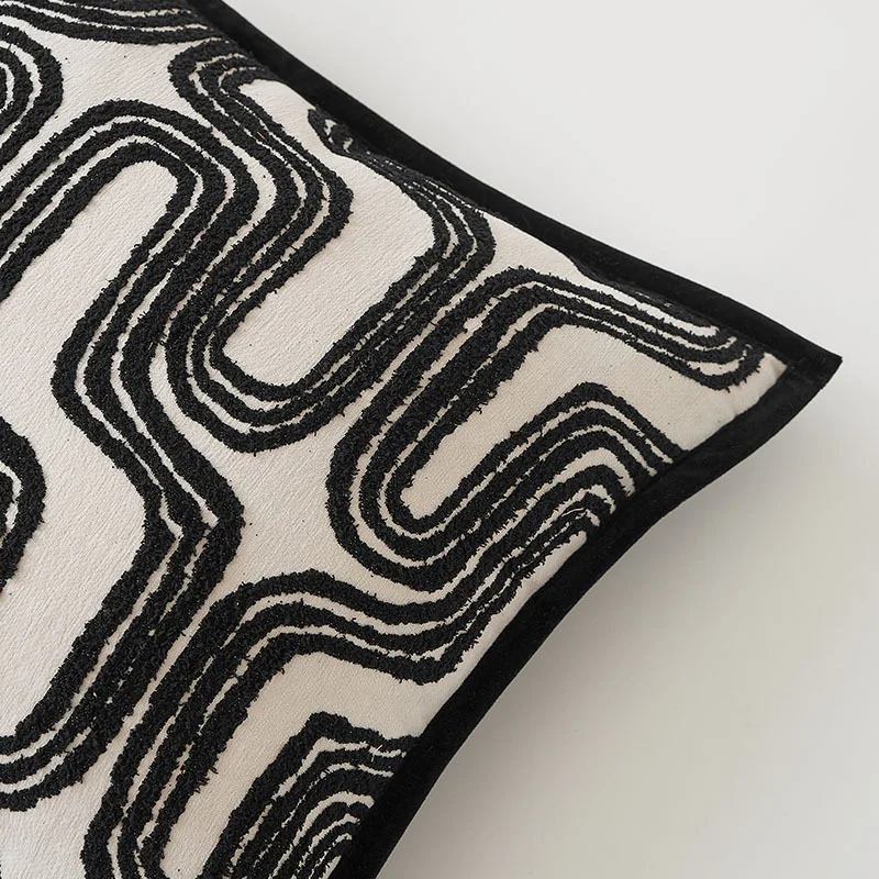 Italienisch Beige Schwarzlicht Luxus Kissen bezug Retro Chenille geometrische Jacquard Kissen bezug dekorative moderne Kissen bezug