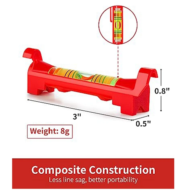 Outils de goutte de ligne de ficelle, niveau de ligne, petite bulle de poche recyclable pour conflicPicture Wall Art Mason, 9 pièces, 3 pouces