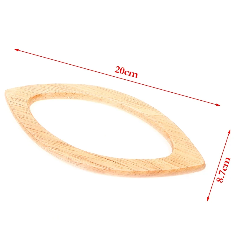 1pcs 20cm Solid Wood Eye Shape Handle For Bag Crochet Handbag Wood Frame Replacement Straps Knit Purse DIY Bag Wallet Accessory