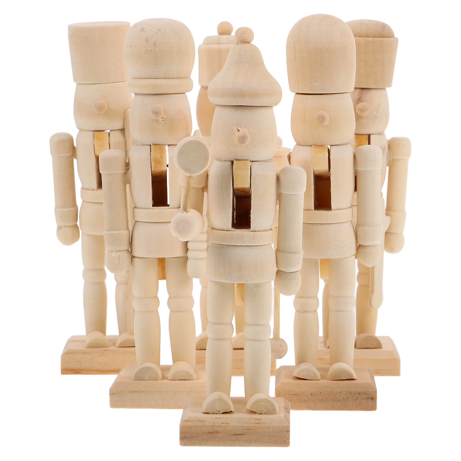 

6 Pcs White Embryo Nutcracker School Painting DIY Ornaments for Christmas Tree Wooden Unfinished Child Xmas