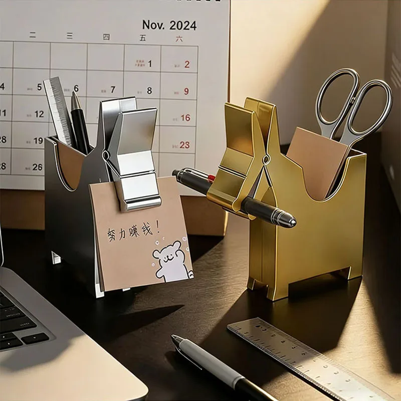 Creative Horse Pen Holder Note Storage Box Animal Shaped Storage Stand Student Desktop Office Decoration Ornament Gift