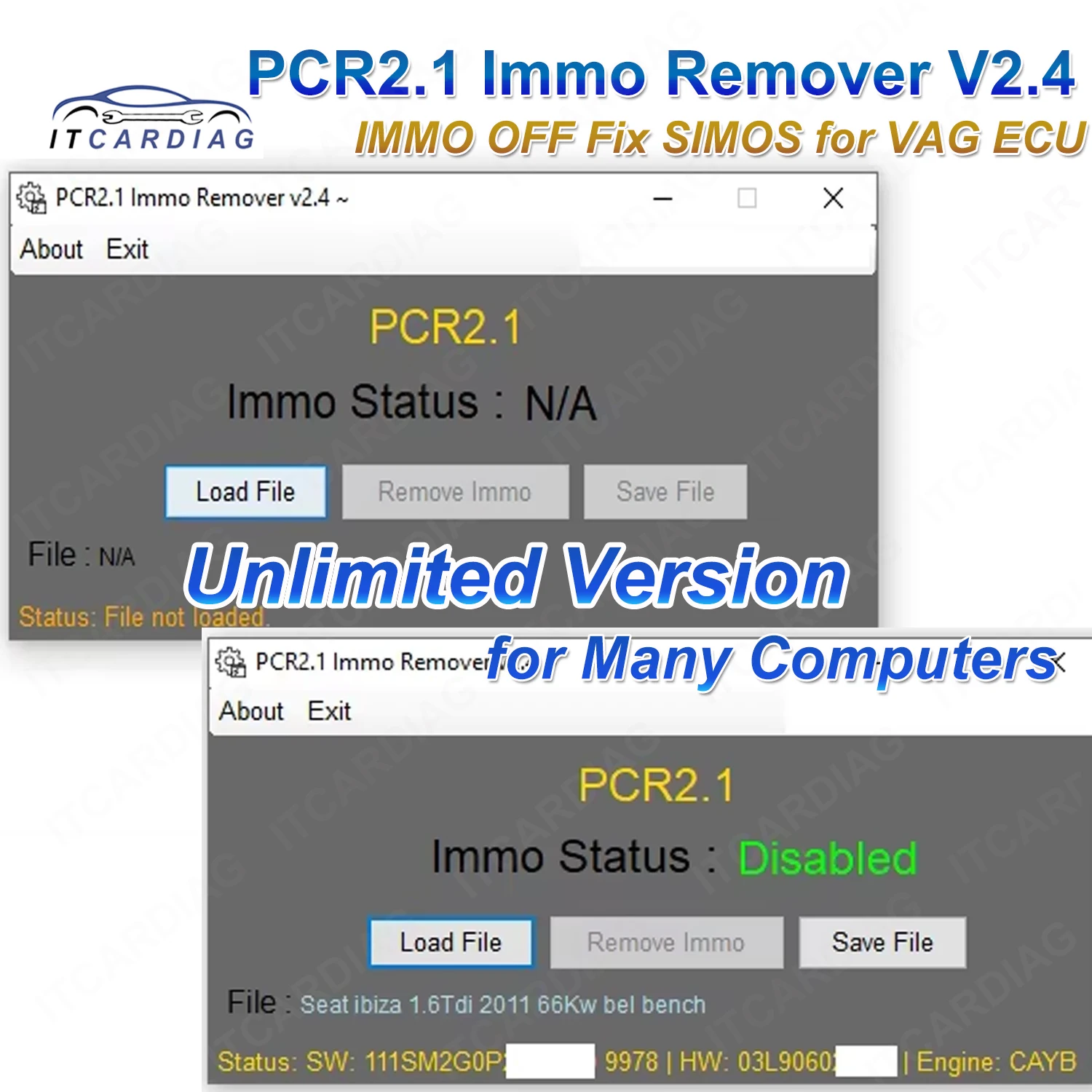 

Unlimited PCR2.1 Immo Remover V2.4 PCR 2.1 IMMO OFF Fix SIMOS No Checksum Correction Algorithm SOFTWARE Support many Computers
