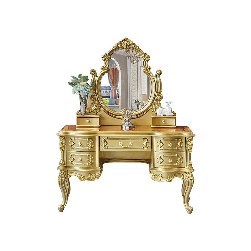 Gold Drawers Vanity Table Princess Modern Mirror Light Makeup Storage Dressing Table Nordic Bedroom Luxury Penteadeira Furniture