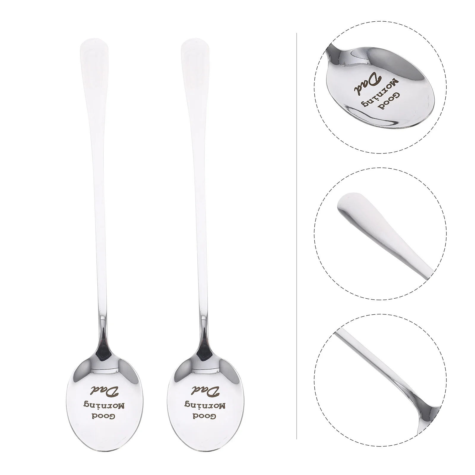 

2Pcs Stainless Steel Long Handle Spoons Professional Soup Kitchen Tableware Exquisite Workmanship Comfortable Feel Safe Use