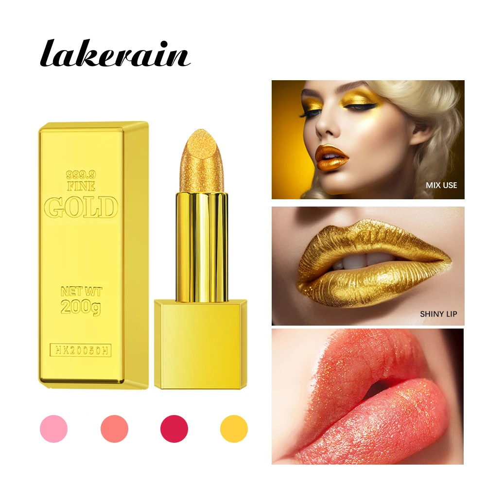 Christmas Lipstick Gift Set Long Lasting Color Creative Imitation Metal Packaging Waterproof & Anti Smudging for Holiday Party