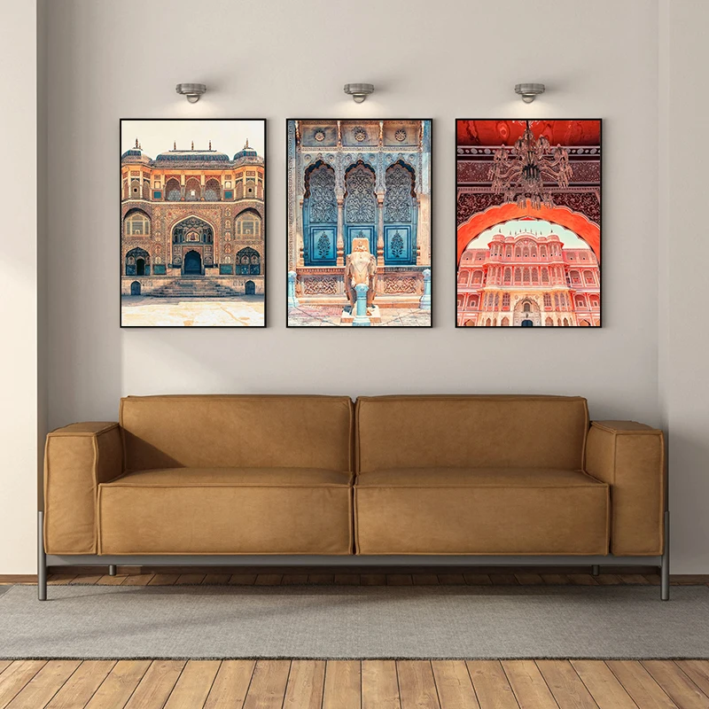 India City Landscape Canvas Painting Amber Fort The Taj Travel Canvas Painting Wall Prints Pictures for Living Room Cafe Decor