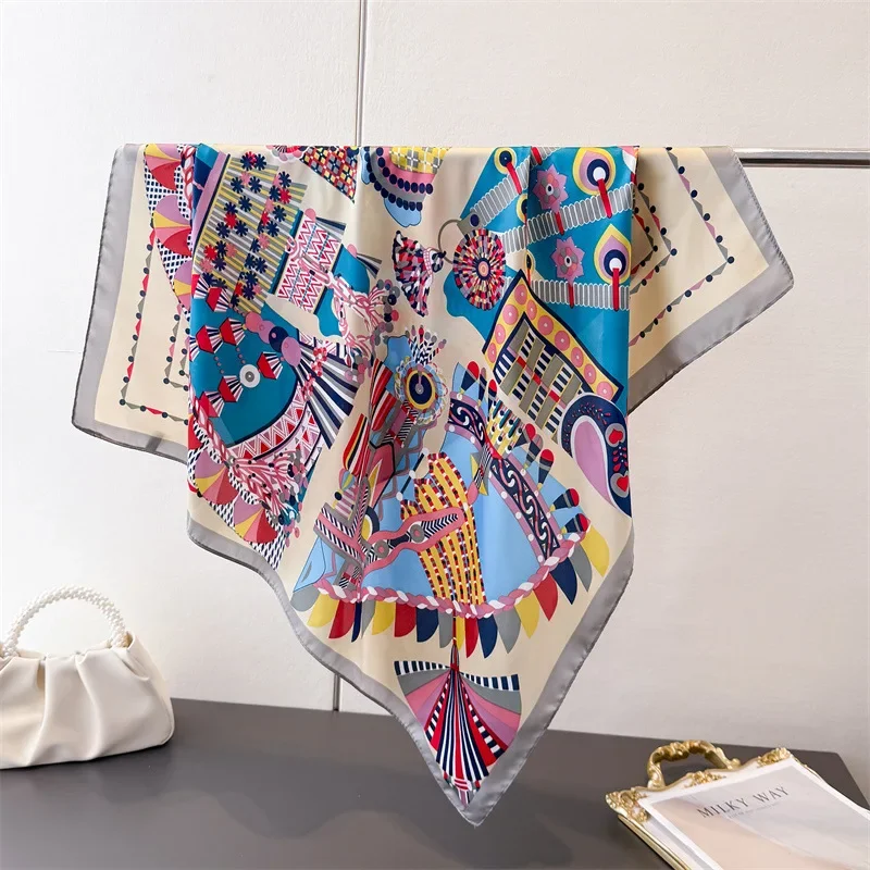

2025 Korean Style Cashew Print Luxury Satin Scarf Women Print Hijab Ladies Hair Hand Wrist Headkercheif Neck Tie Wraps