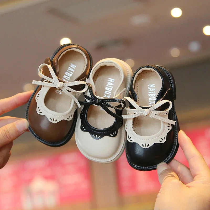 New Girls Shoes 1-3 Year Old Children Princess Flats Spring Autumn Single Leather Shoes