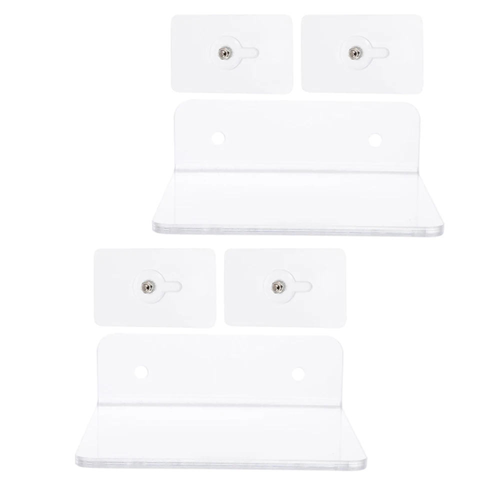 

2pcs Wall Shelves Clear Acrylic Floating Storage Rack Living Room Accessory No Drill Bathroom Kitchen Versatile Durability
