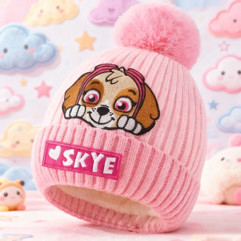 Sombrero de patrulla canina figura de Anime Cosplay Skye Chase niños niñas invierno cálido niños gorra de dibujos animados Kawaii niños juguete de regalo de cumpleaños