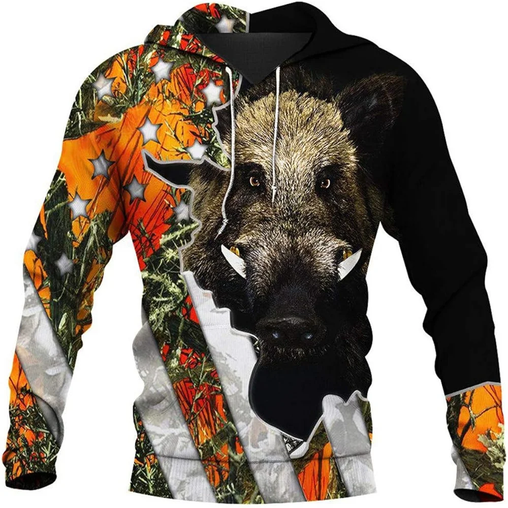 Boar Hunting Orange Camo 3D Printed Jacket Men/Women Harajuku Hoodie Unisex Casual Streetwear Sweatshirt Pullover Hoodies