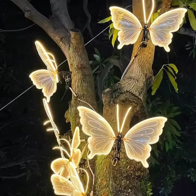 2pcs Party Props Dynamic Butterfly Landscape Light for Park Mall Courtyard Outdoor Lighting Scenic Spot Decor Waterproof
