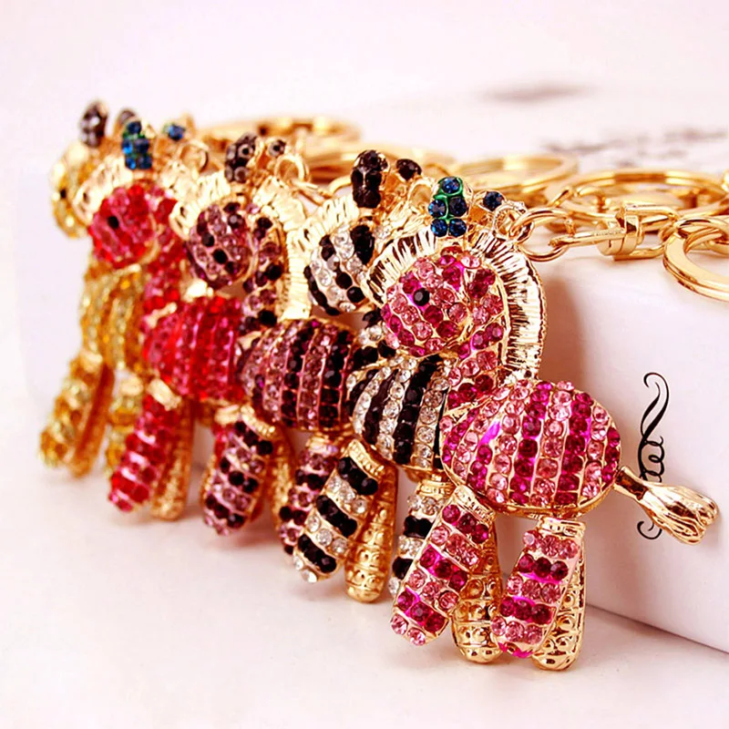 Cute Zebra Animal Zodiac Pony Rhinestone Car Keychain Ring Gift Pendant for Girlfriend Boyfriend Women Men Friends Lovers Colleagues Classmates