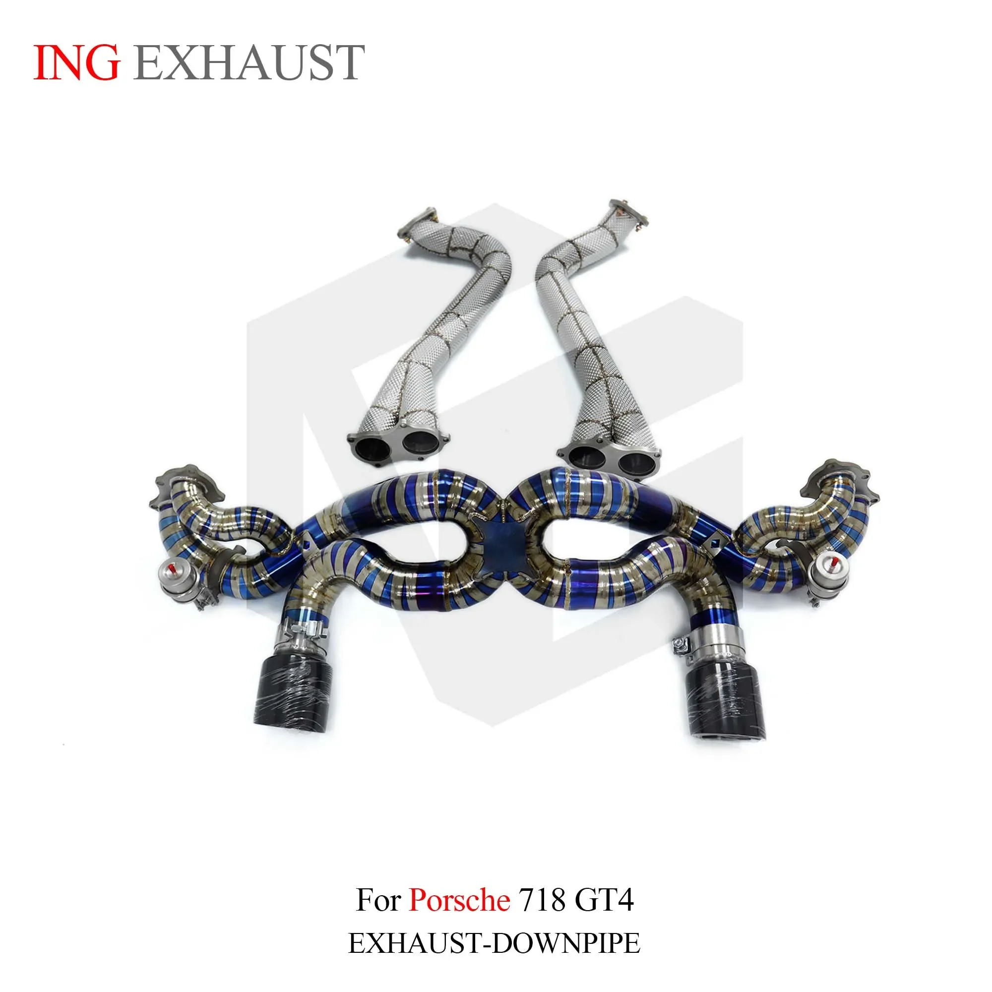 ING Factory Good Quality Titanium Full Set Exhaust for Porsche 718 GT4 4.0L Muffler With Valve Catback and Downpipe