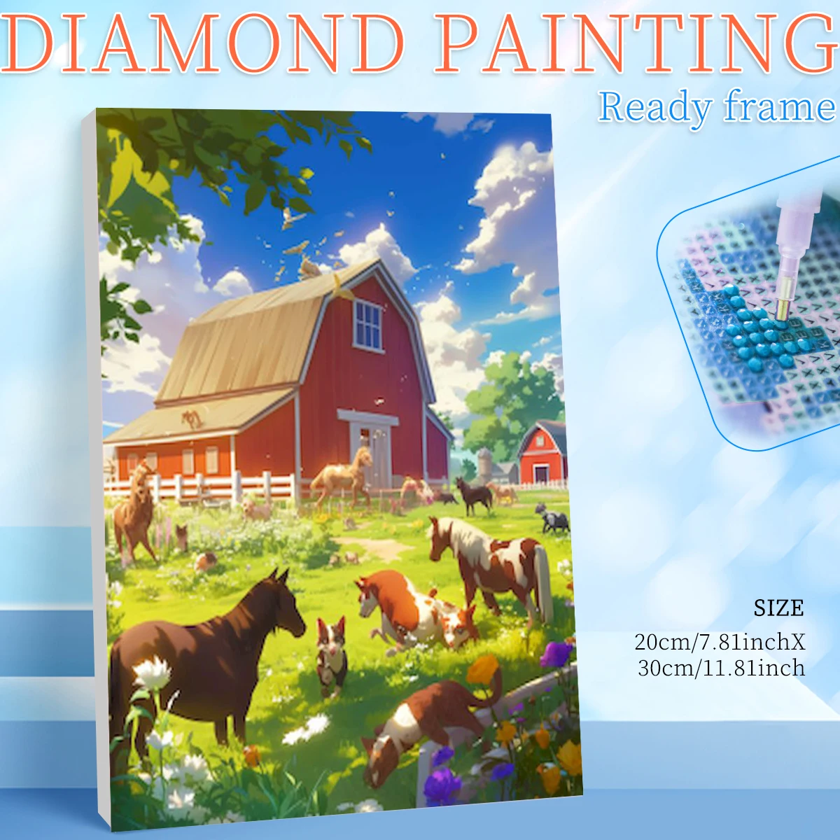 

Алмазная вышивка RUOPOTY «Пасторальный пейзаж» в рамке, ручная работа, стразы, полная выкладка круглыми/квадратными стразами, DIY-набор для творчества