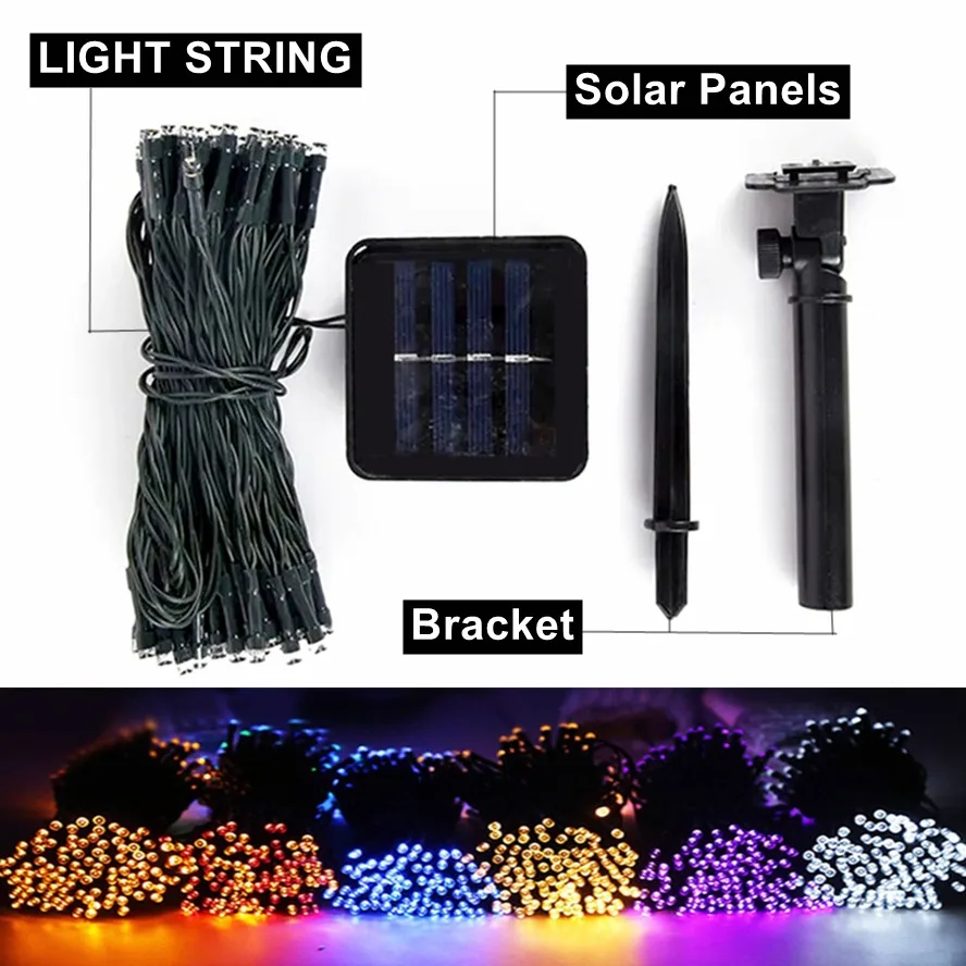 32m Longest 8 Modes 300LED LED Solar String Lights Solar Powered Xmas Outdoor Lights Waterproof Starry Christmas Fairy Lights