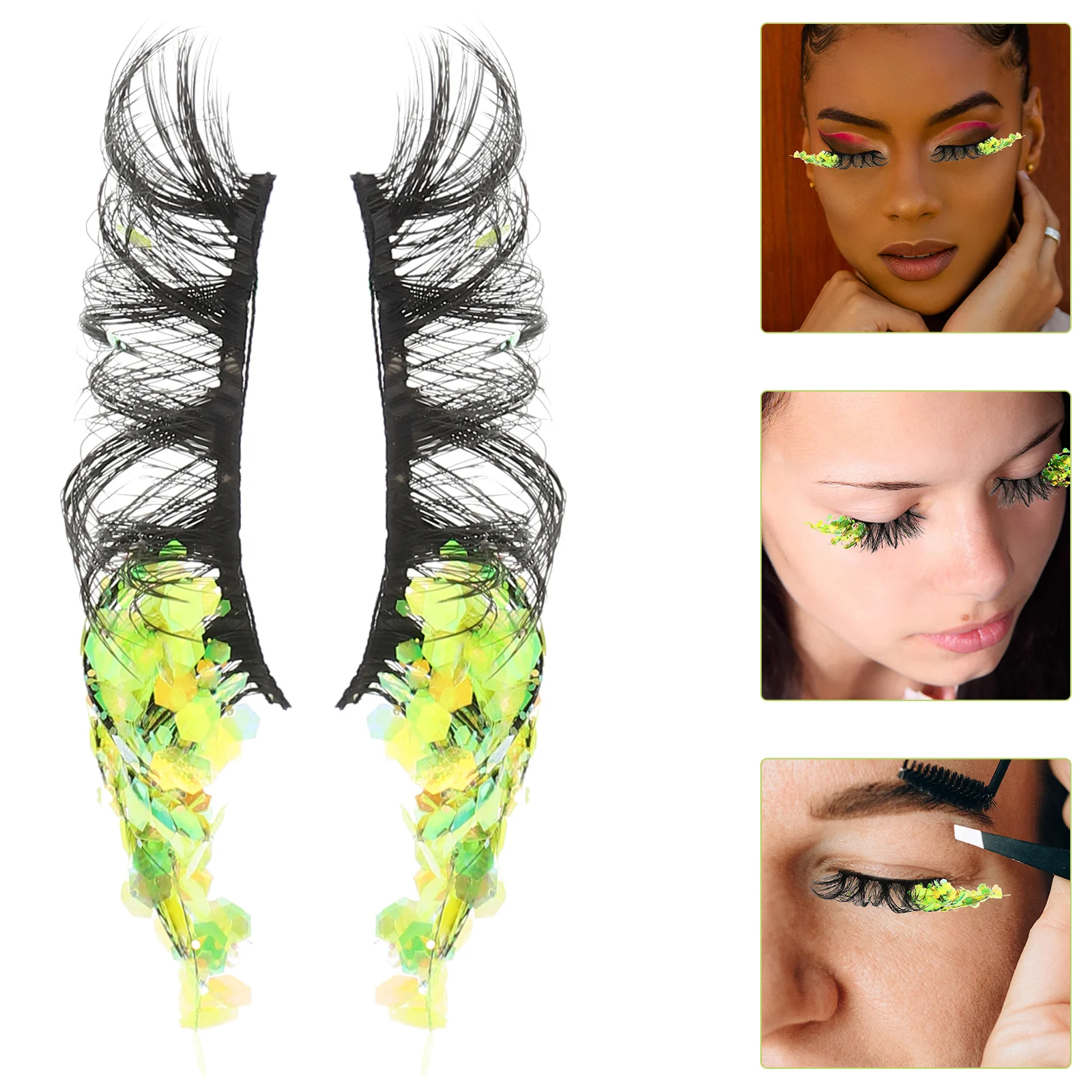 2 stücke Leuchtende Falsche Wimpern Glitter Gefälschte Wimpern Für Frauen Holographische Streifen Wiederverwendbare Leichte Farbige Wimpern Make-Up