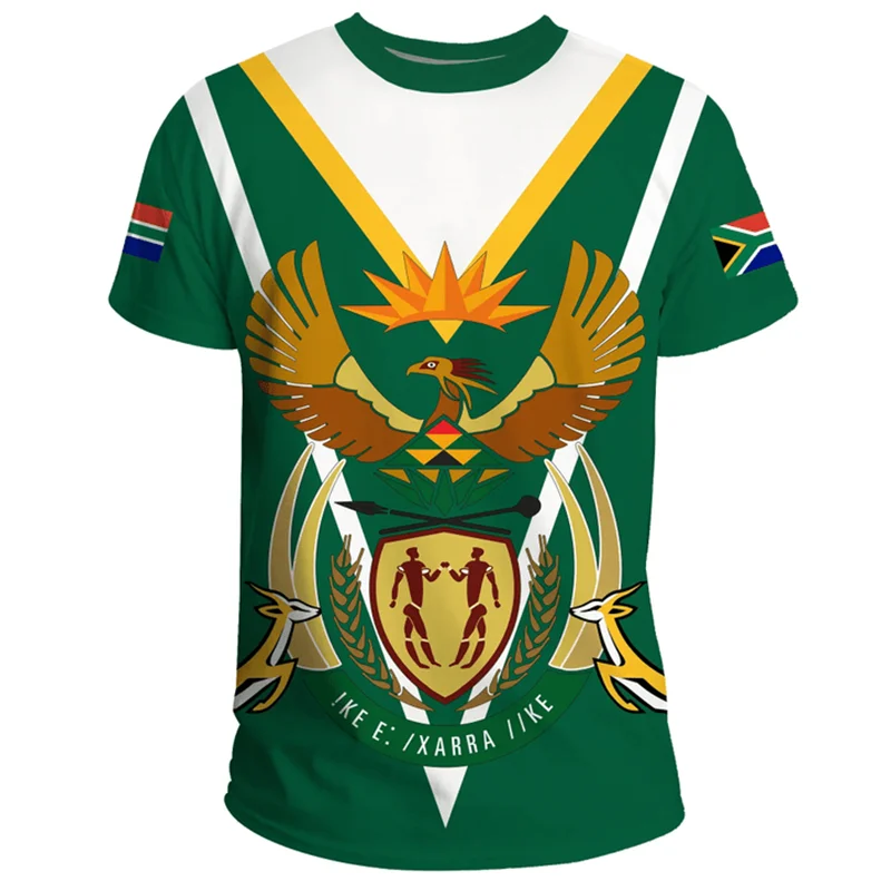 South Africa Map Flag Graphic T-shirt Fashion Springbok 3D Printing Tee Shirts For Men Clothing Emblem Tshirt Dashiki Tops GYM