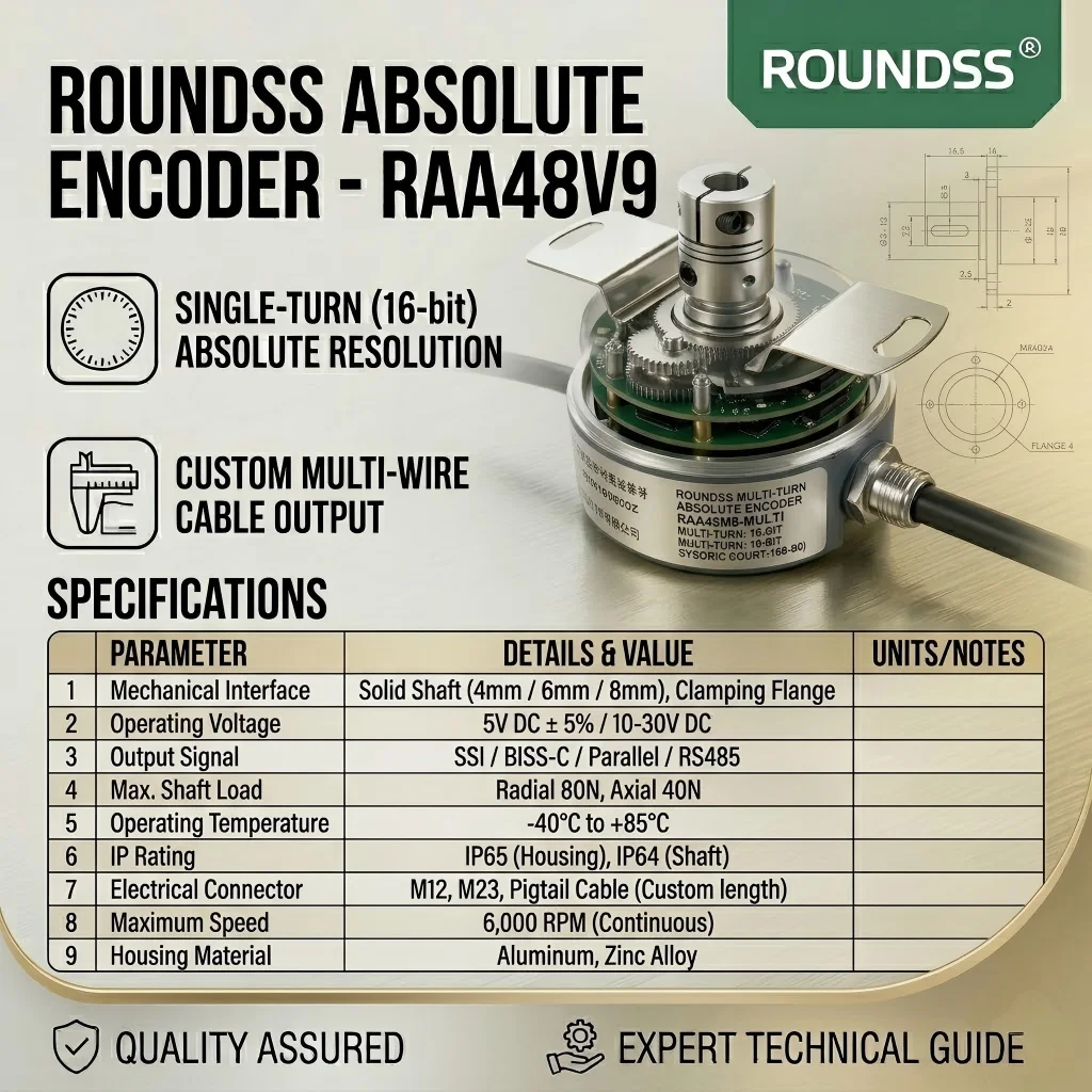 RAA48 Incremental Rotary Encoder 17-bit 23-bit Optical Multi-turn Servo Motor CNC Machine SSI BiSS-C Modbus Protocol IP50 5V